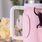 Gepersonaliseerde waterfles draagtas voor 40oz Stanley Tumbler met geborduurde naam en letter hanger reis accessoires verjaardagscadeau voor haar