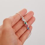 Bracelet Personnalisé avec 1-6 Pierres de Naissances et Noms Gravés Cadeau Noël Anniversaire pour Maman Grand-Mère Famille