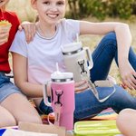 Gepersonaliseerde waterfles draagtas voor 40oz Stanley Tumbler met geborduurde naam en letter hanger reis accessoires verjaardagscadeau voor haar