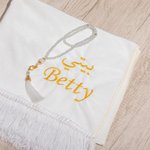 Gepersonaliseerde Arabische fluwelen gebedsmat met borduurwerk naam bruiloft Eid gift voor islamitische familie vriend
