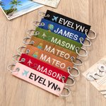 Personalised Embroidered Name Travel Felt Keychain with Engraved Text Ring Birthday Anniversary Gift for Traveller