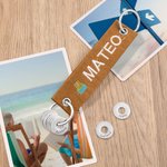 Personalised Embroidered Name Travel Felt Keychain with Engraved Text Ring Birthday Anniversary Gift for Traveller