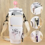 Spersonalizowana wodoodporna torba na butelkę wody Birth Flower Carrier Bag na 40 uncji Stanley z regulowanym paskiem i darmową słomianą nakładką na prezent urodzinowy dla niej