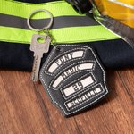 Llavero Personalizado de Cuero con Escudo de Casco de Bombero con Nombre y Cargo del Departamento Regalo de Cumpleaños para Bombero