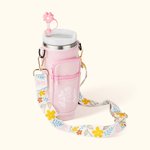 Spersonalizowana wodoodporna torba na butelkę wody Birth Flower Carrier Bag na 40 uncji Stanley z regulowanym paskiem i darmową słomianą nakładką na prezent urodzinowy dla niej