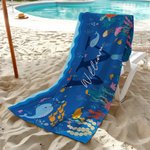 Personalisiertes Ozean Welt Strandtuch mit Initiale Namen schnelltrocknendes super saugfähiges Badetuch Sommer Urlaub Geschenk für Jungen Mädchen