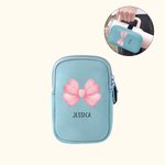 Personalizado Rosa Coquette Bow Nombre Impermeable Botella de Agua Bolsa con Hebilla Ajustable para la Copa Stanley Accesorios Cumpleaños Regalo para 