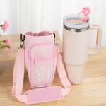 Spersonalizowana wodoodporna torba na butelkę wody Birth Flower Carrier Bag na 40 uncji Stanley z regulowanym paskiem i darmową słomianą nakładką na prezent urodzinowy dla niej