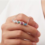 Bracelet Personnalisé avec 1-6 Pierres de Naissances et Noms Gravés Cadeau Noël Anniversaire pour Maman Grand-Mère Famille