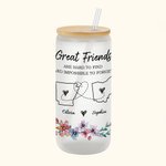 Gepersonaliseerde Lange Afstand Staat Kaart 20oz Frosted Kan Glas Tumbler met Naam en Tekst Housewarming Afstuderen Gift voor Vriend