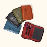 Personalised Birth Flower Name Leather Notebook Organizer with Notebook and Pen Storage Travel Accessory Birthday Gift for Travel Lovers