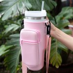 Gepersonaliseerde waterfles draagtas voor 40oz Stanley Tumbler met geborduurde naam en letter hanger reis accessoires verjaardagscadeau voor haar