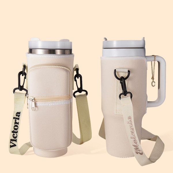 Sac de Bouteille Personnalisé avec Texte Brodé Manchon avec Sangle et Pochette pour Bouteille de 1135ml Cadeau d'Anniversaire pour Elle