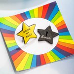 Spilla personalizzata Doing My Best Spilla a stella d'oro glitterata con testo sul retro e biglietto arcobaleno Regalo di compleanno incoraggiante per amici, colleghi e familiari