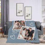 Couverture Polaire Sherpa Personnalisée avec 1-4 Photos et Texte Cadeau Souvenir Anniversaire Fête pour Famille Maman Grand-Mère