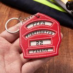 Llavero Personalizado de Cuero con Escudo de Casco de Bombero con Nombre y Cargo del Departamento Regalo de Cumpleaños para Bombero