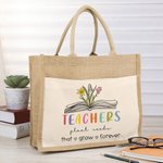 Personalized Teachers Plant Seeds 1-6 Birth Flowers Jute Bag Teacher's Day Gratitude Graduation Gift for Teacher