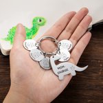 Porte-clés Dinosaure Personnalisé avec 1-10 Noms Gravés sur Breloques Cadeau de Fête des Pères pour Papa Grand-père