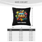Personalised Best Dad Repair Tool Throw Pillow Cover with 1-8 Kid Names Father's Day Birthday Gift for Dad Grandpa