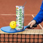 Vaso personalizado de 20oz con pajita y cepillo para limpiarlo Regalo de cumpleaños para aficionado al Pickleball Amante del deporte