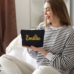 Trousse de Maquillage Portable en Toile Personnalisée avec Nom Pailleté Accessoire de Voyage Cadeau Anniversaire Mariage pour les Femmes