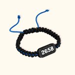 Personalised Thin Blue Line Adjustable Braided Bracelet with 3D Printing Badge Number Anniversary Birthday Gift for Police Family