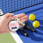Porte-clés Pickleball en Cuir PU Multicolore Personnalisé avec Nom Cadeau d'Anniversaire pour Amateur de Sport