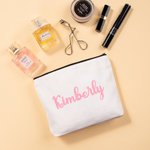 Trousse de Maquillage Portable en Toile Personnalisée avec Nom Pailleté Accessoire de Voyage Cadeau Anniversaire Mariage pour les Femmes
