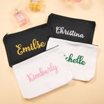 Trousse de Maquillage Portable en Toile Personnalisée avec Nom Pailleté Accessoire de Voyage Cadeau Anniversaire Mariage pour les Femmes