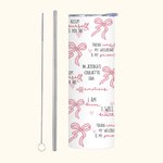 Personalisierte rosa Coquette Bogen tägliches Zitat Erinnerungen 20oz Skinny Becher mit Text und Stroh Inspirational Geburtstagsgeschenk für sie