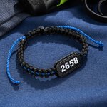 Personalised Thin Blue Line Adjustable Braided Bracelet with 3D Printing Badge Number Anniversary Birthday Gift for Police Family