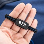 Personalised Thin Blue Line Adjustable Braided Bracelet with 3D Printing Badge Number Anniversary Birthday Gift for Police Family