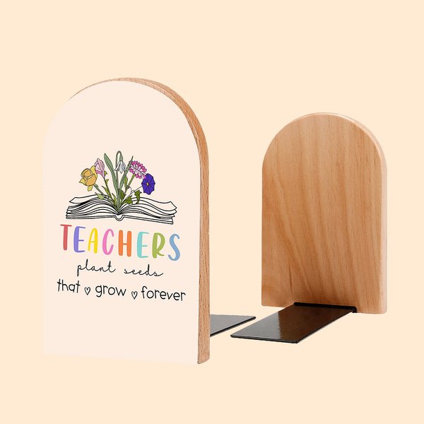 Personalisierte 1 Paar Buch Geburt Blume wachsen für immer Heavy Duty Holz Buchstützen zurück zu Schule Wertschätzung Geschenk für Lehrer