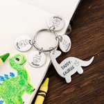 Porte-clés Dinosaure Personnalisé avec 1-10 Noms Gravés sur Breloques Cadeau de Fête des Pères pour Papa Grand-père