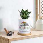 Personalisierter Blumentopf Pflanztopf mit Buchensockel 1-6 Geburtsblume Weltlehrertag Graduierung Wertschätzung Geschenk für Lehrer