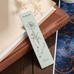 Personalizada de cuero vegano Constelación Estrella Nacimiento Flor Marcapáginas con Nombre Cumpleaños Bibliotecario Regalo para Amigo Amante de los L