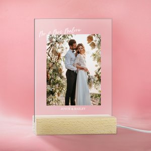Personalized Wedding Memories Photo LED Acrylic Plaque with Text and 4 Adjustable Colour Wedding Gift for Newlyweds