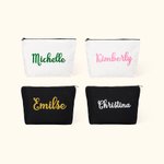 Trousse de Maquillage Portable en Toile Personnalisée avec Nom Pailleté Accessoire de Voyage Cadeau Anniversaire Mariage pour les Femmes
