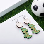 Personalized Wooden Baseball Basketball Dangle Earrings with Name Pendant Game Day Birthday Gift for Cheer Mom Sports Fans