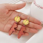 Personalized Wooden Baseball Basketball Dangle Earrings with Name Pendant Game Day Birthday Gift for Cheer Mom Sports Fans