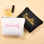 Trousse de Maquillage Portable en Toile Personnalisée avec Nom Pailleté Accessoire de Voyage Cadeau Anniversaire Mariage pour les Femmes