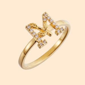 Gemma personalizzata che imposta le foglie di ramoscello Anello iniziale di fidanzamento Anniversario nuziale Compleanno per lei
