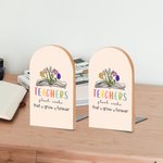 Personalised 1 Pair Book Birth Flower Grow Forever Heavy Duty Wood Bookends Back to School Appreciation Gift for Teacher