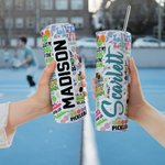 Vaso personalizado de 20oz con pajita y cepillo para limpiarlo Regalo de cumpleaños para aficionado al Pickleball Amante del deporte