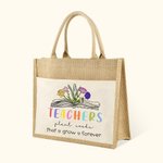 Personalized Teachers Plant Seeds 1-6 Birth Flowers Jute Bag Teacher's Day Gratitude Graduation Gift for Teacher