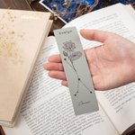 Personalizada de cuero vegano Constelación Estrella Nacimiento Flor Marcapáginas con Nombre Cumpleaños Bibliotecario Regalo para Amigo Amante de los L