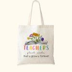 Personalized Teachers Plant Seeds 1-6 Birth Flowers Canvas Tote Bag Teacher's Day Gratitude Graduation Gift for Teacher