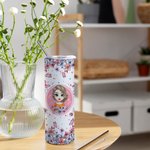 Personalisierte Blume Schmetterling 20oz gerade Skinny Becher mit Namen und Stroh Geburtstag Brautjungfer Geschenk für Frauen