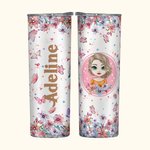 Personalisierte Blume Schmetterling 20oz gerade Skinny Becher mit Namen und Stroh Geburtstag Brautjungfer Geschenk für Frauen