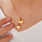 Personalizado grabado doble corazón cenizas urna colgante collar con nombre cremación funeral joyería recuerdo conmemorativo regalo para las mujeres